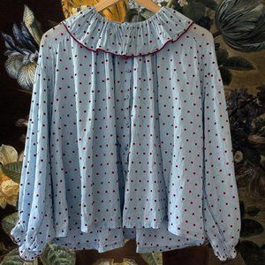 Doen Jemma Top - Azure Swiss Dot